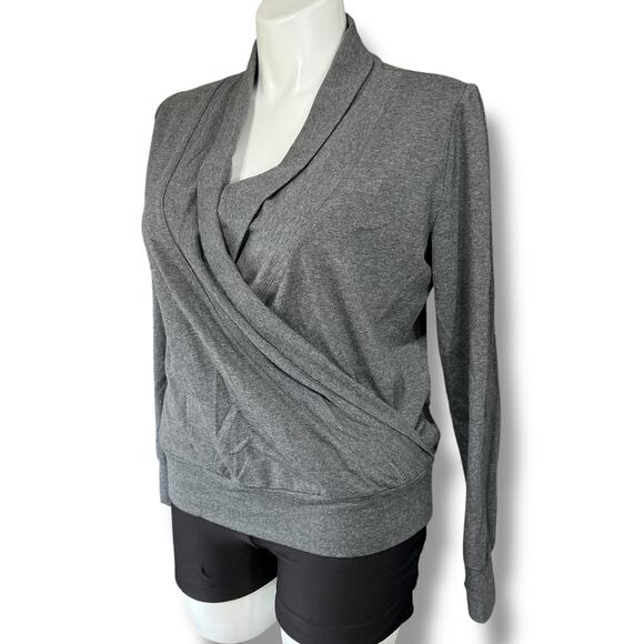 NordicTrack Womens Faux Wrap Athletic Sweatshirt Pullover Stretch Gray Large - Picture 6 of 8